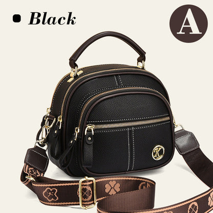 Classic Multifunctional Compartments Adjustable Wide Shoulder Strap PU Leather Crossbody Bag