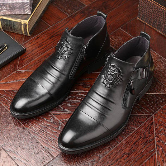 🍁New for autumn✨Leather Ankle Boots with Double Side Zipper and Pointed Toes for Men✈️ free shipping